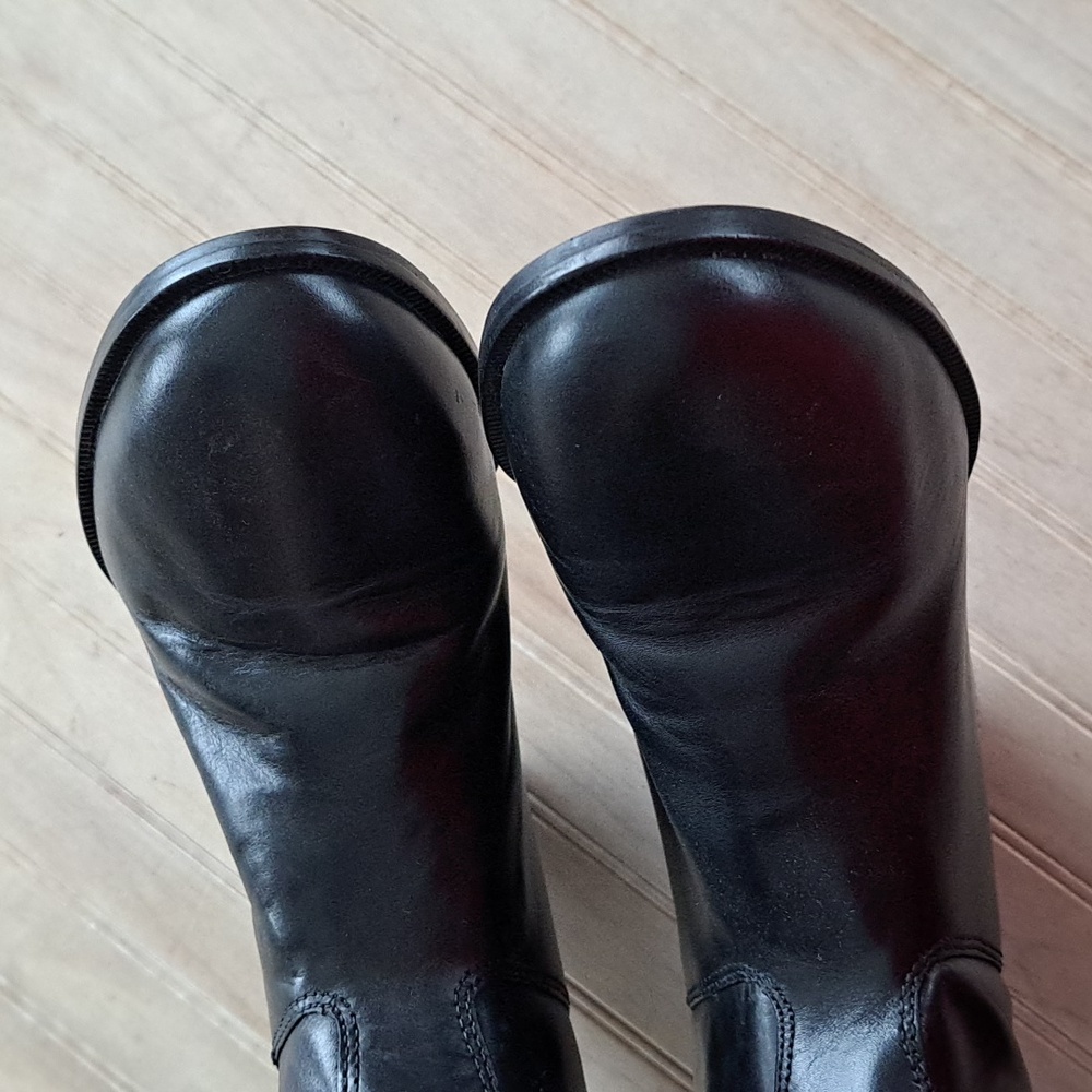 Calico Blue Ribbon Leather Tall Riding Boots Quality Durable Slip On Structured - Picture 3 of 15